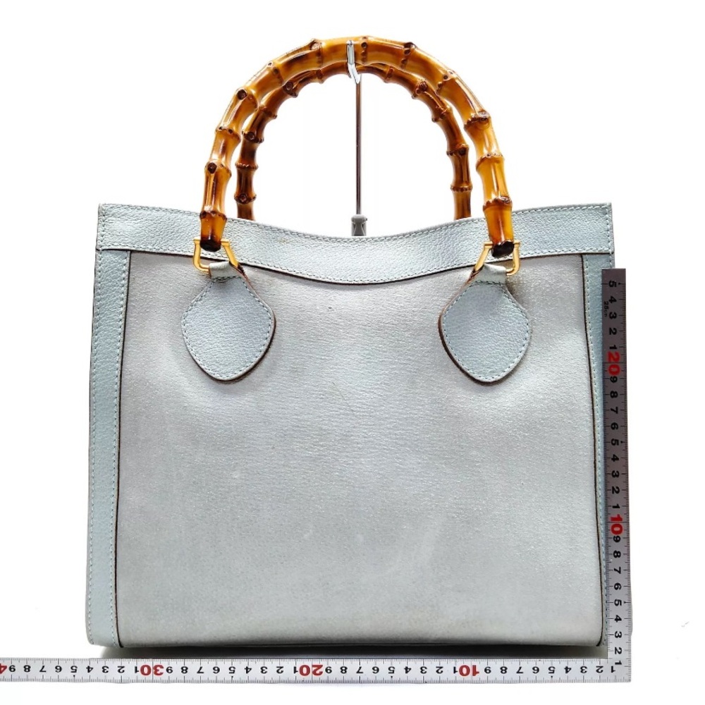 RARE Gucci Vintage Diana Blue Suede Leather Hand Bag Bamboo